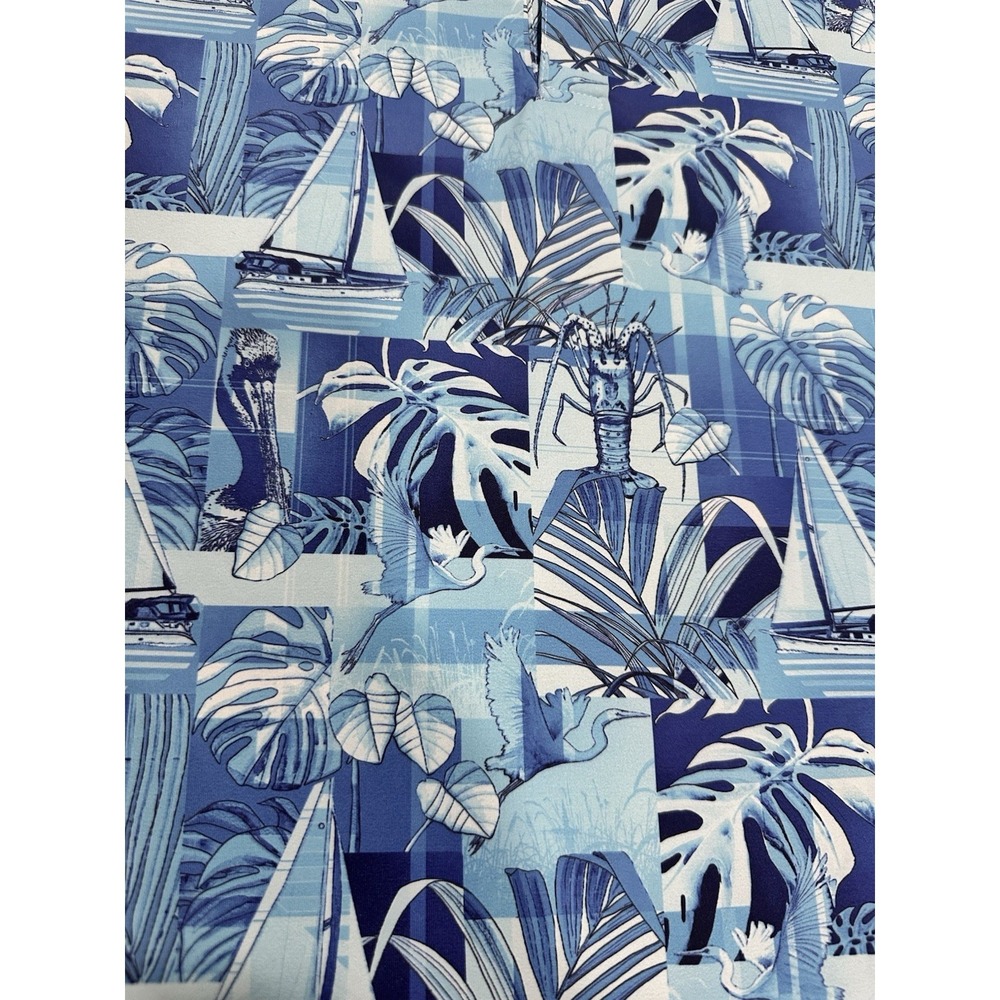 Scales Men's Blue FL Living Tropical Print Polo Shirt XL - Picture 2 of 7